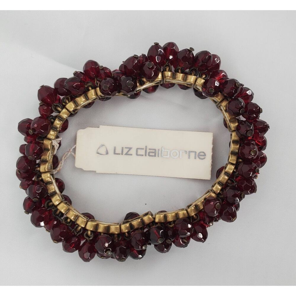 Liz Claiborne New Dark Red Stretch Bracelet, One Size Fits All‎